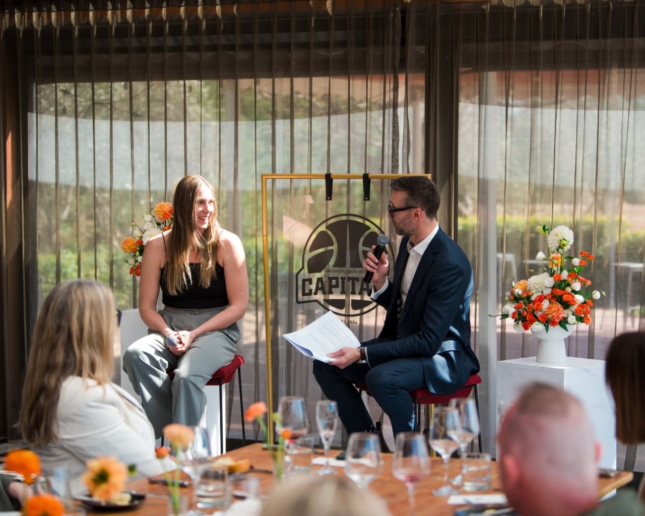 A corporate interview in a Pialligo Estate event space